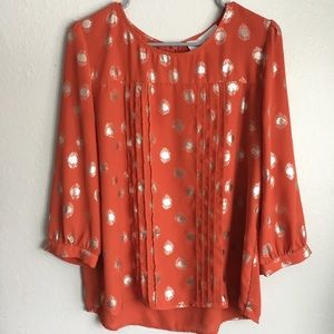 Orange and gold chiffon top